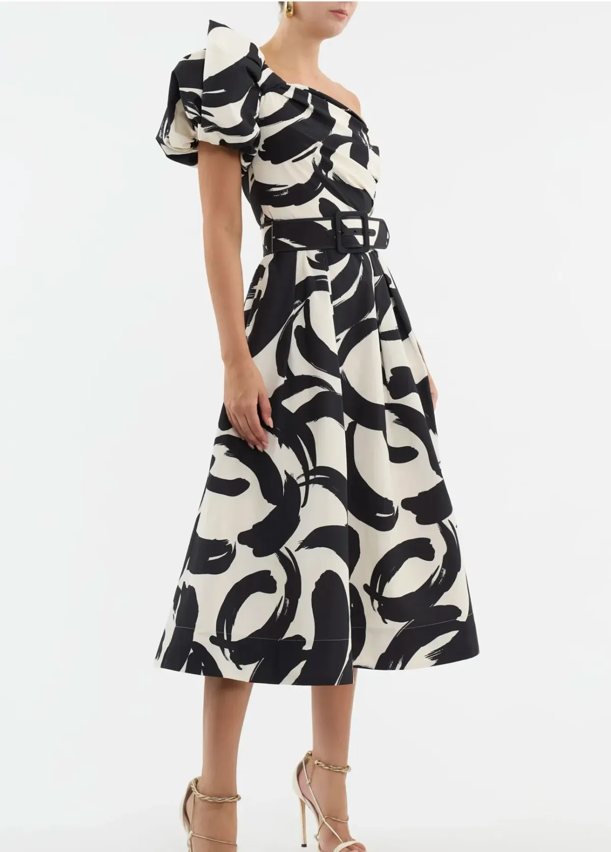 Rebecca Vallance Pompidou One Shoulder Midi Dress Print Size 10  - Image 2