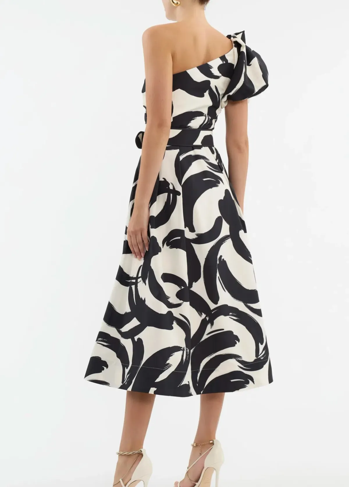 Rebecca Vallance Pompidou One Shoulder Midi Dress Print Size 10  - Image 3