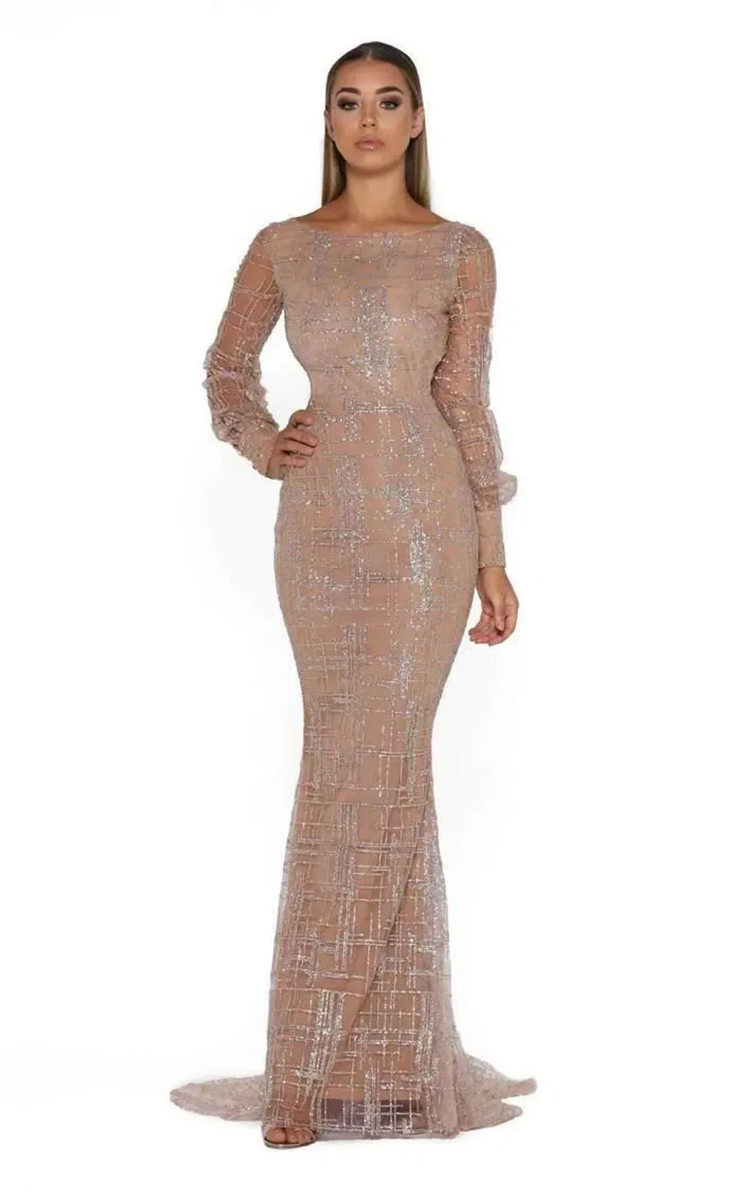 Portia And Scarlett 17655T Long Sleeve Dress Nude Size 8 for rent on The Volte - main image