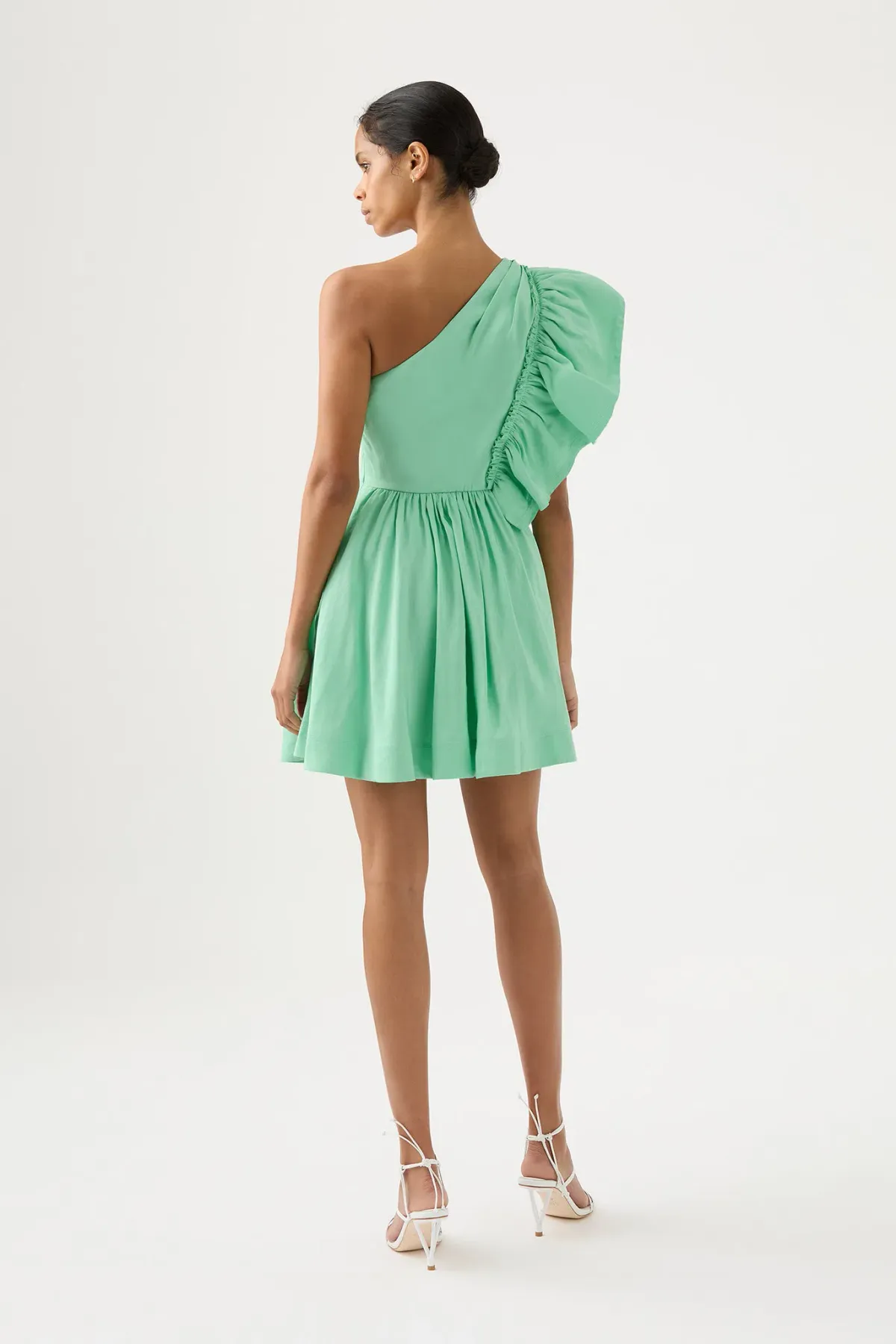 Aje Bonjour Asymmetric Mini Dress Marine Green Size 6 - Image 2