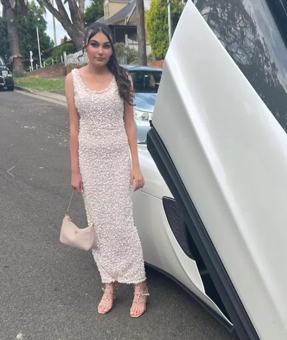 Albina Dyla Gown Cream Size 8 - Image 1