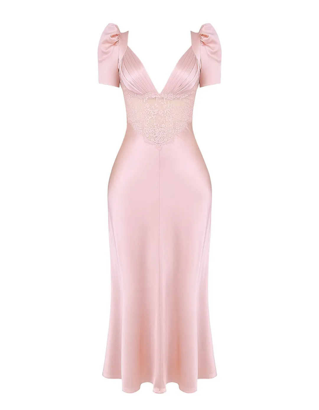 House of CB Rafaela Pure Silk & Lace Dress Soft Peach Size 12 for rent on The Volte - main image