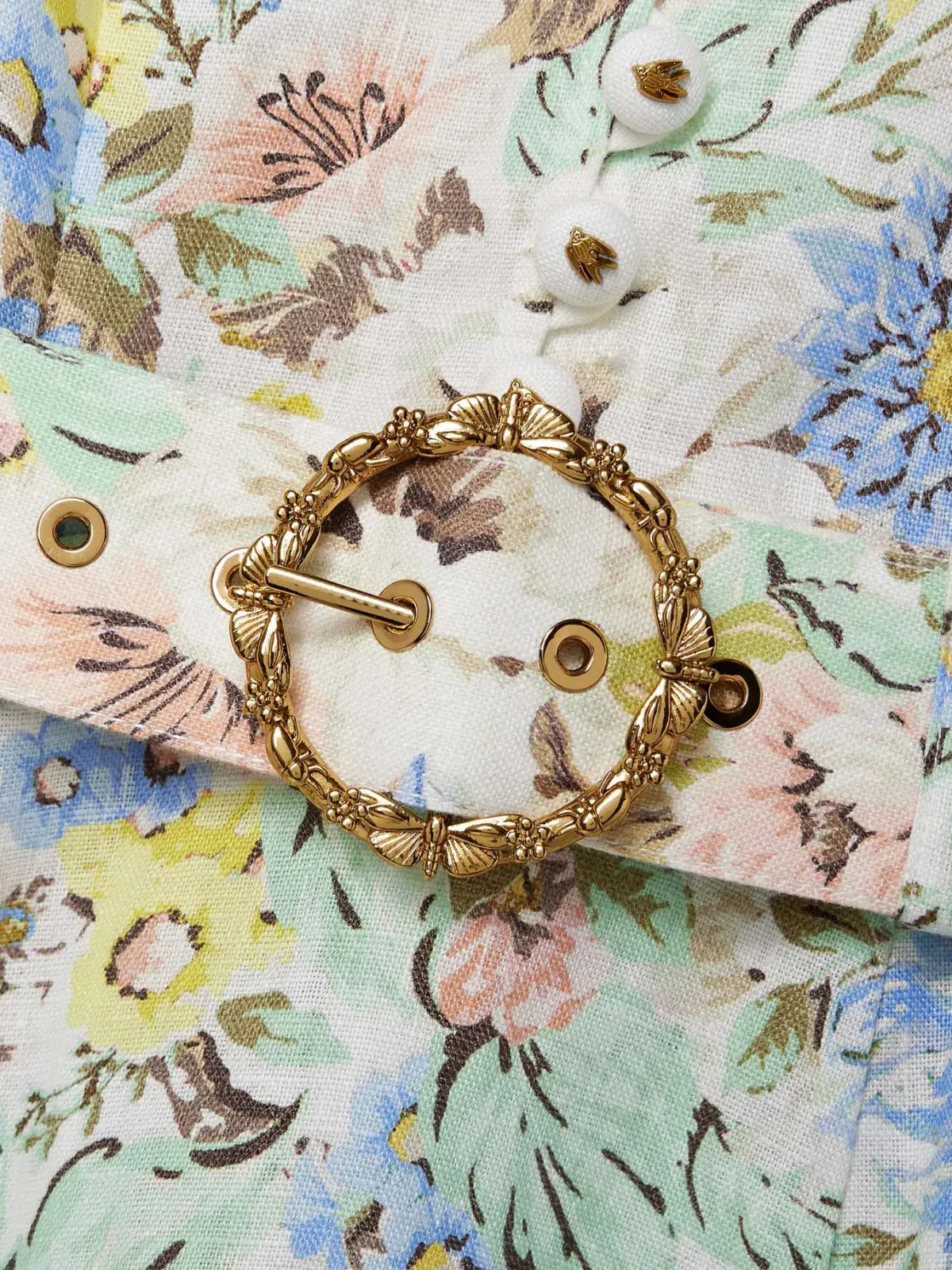 Zimmermann Matchmaker Belted Floral-print Linen Midi Dress Floral Size 3/Au 14 - Image 4