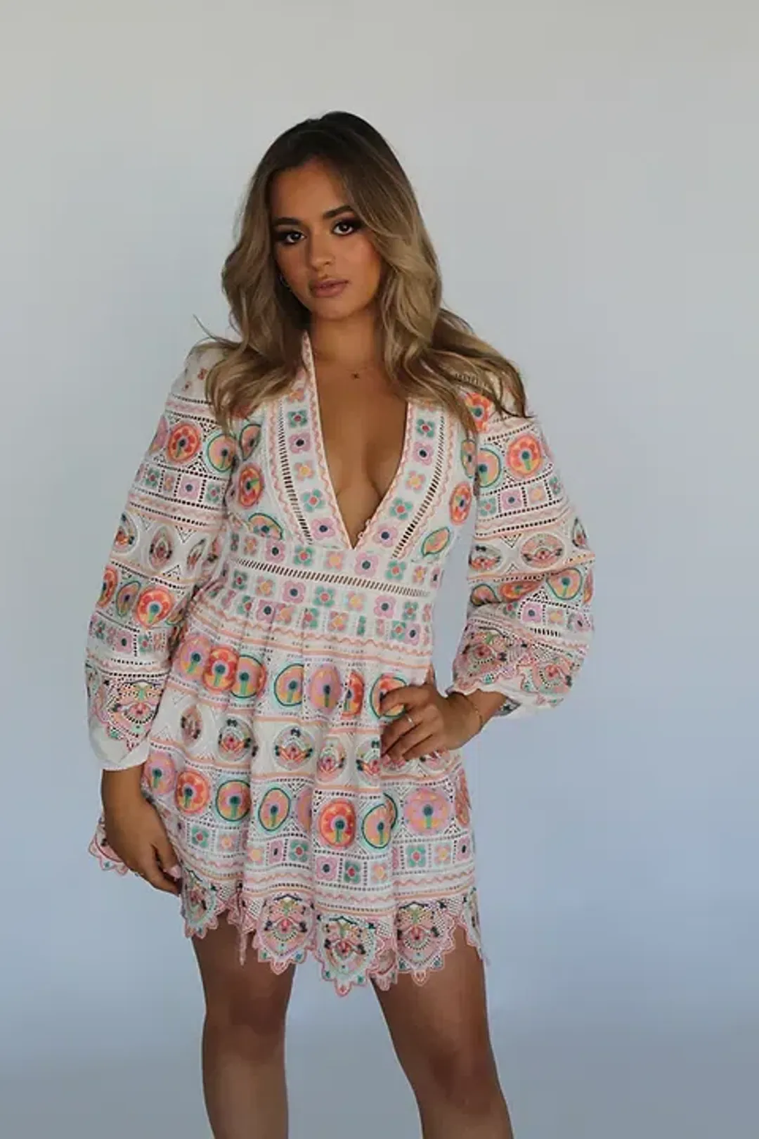 Zimmermann Brighton Plunge Dress Multi Size 3 / Au 14 for rent on The Volte - main image