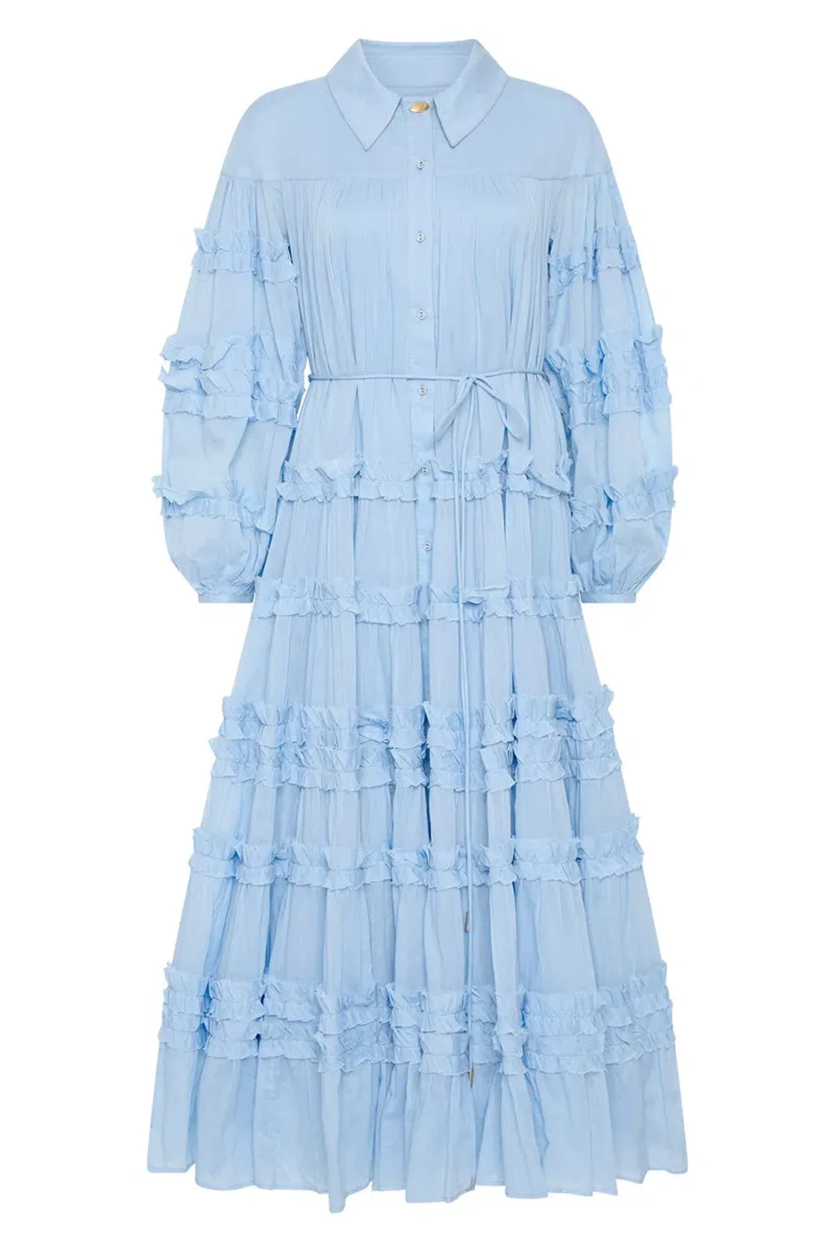 Aje Pastiche Tiered Maxi Dress Powder Blue Size 10  - Image 3