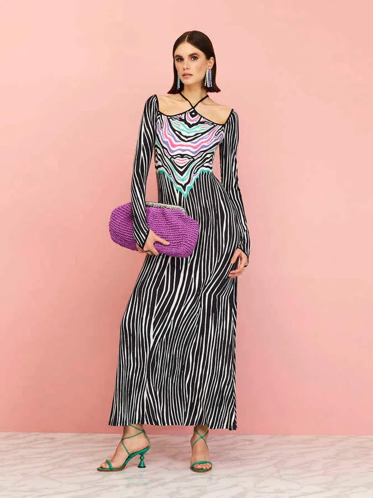 Nocturne Long Sleeve Long Dress Zebra Pattern Size XS / AU 6 - Image 1