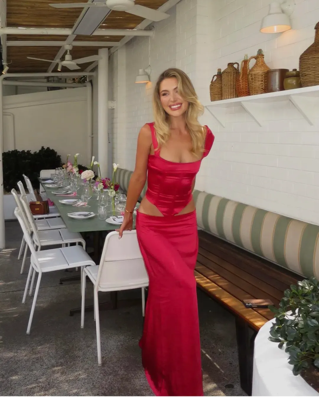 I Am Delilah Valerie Corset and Maxi Skirt Set Cherry Red Size S / AU 8 for rent on The Volte - main image