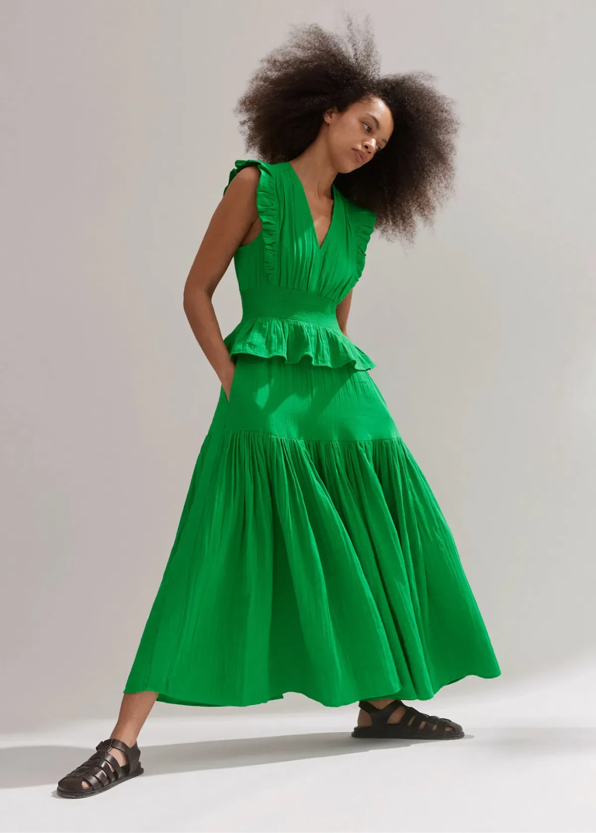 Me+Em Cheesecloth Maxi Dress in Spring Green Size 10 - Image 1