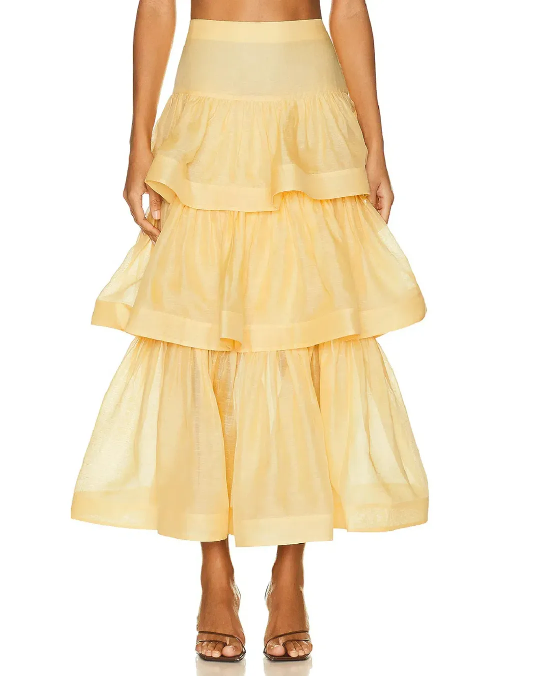 Zimmerman Coaster Bralette and Tiered Skirt Yellow Size 0P / AU 6 for rent on The Volte - main image