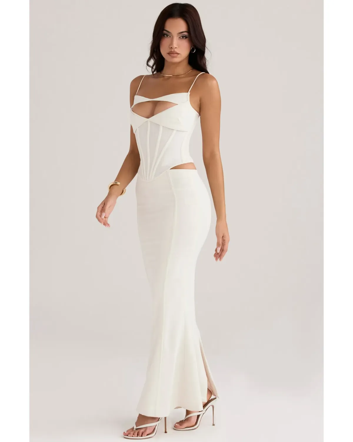 House Of CB Paloma Corset Maxi Dress Ivory Size AU 14 - Image 2
