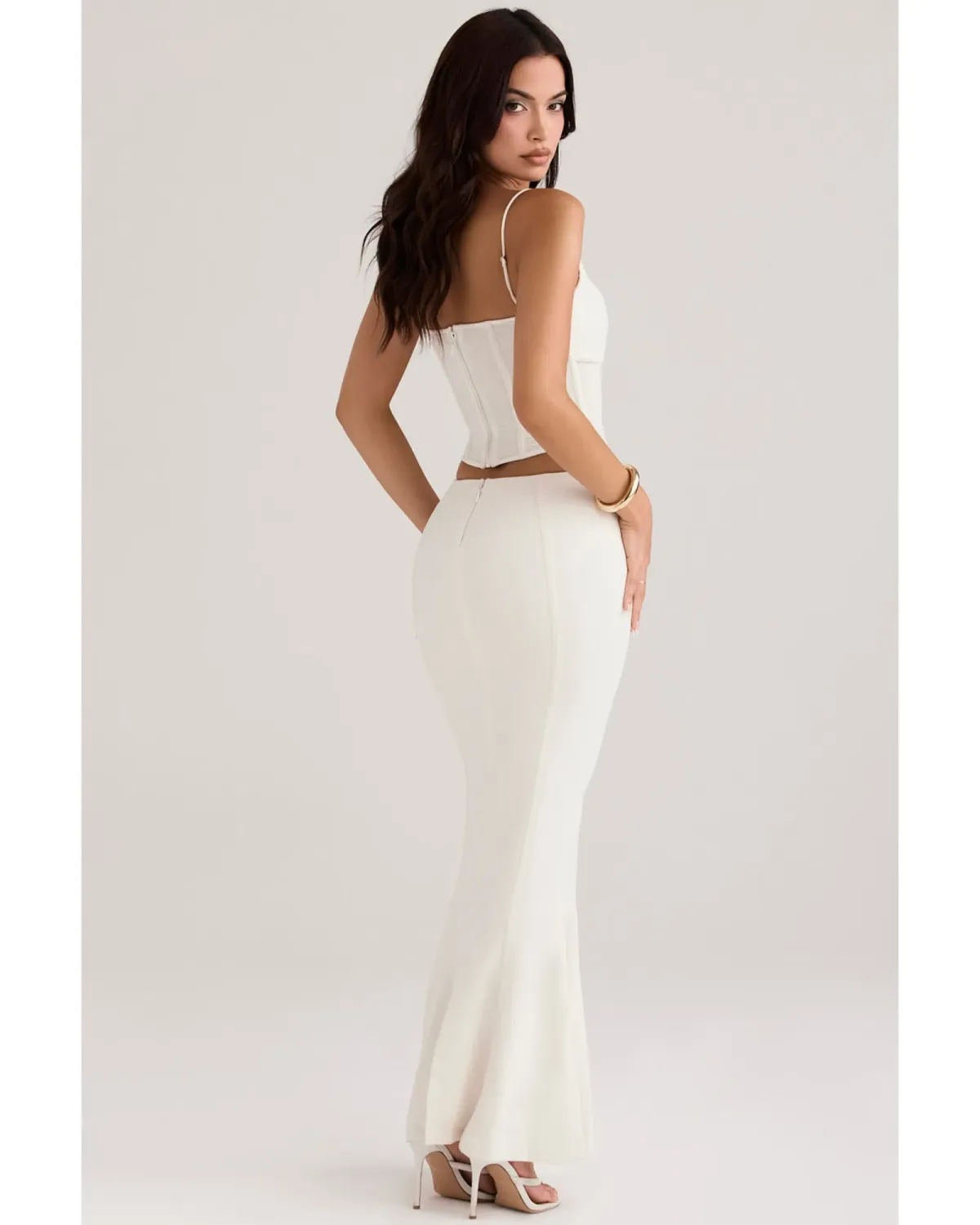 House Of CB Paloma Corset Maxi Dress Ivory Size AU 14 - Image 3