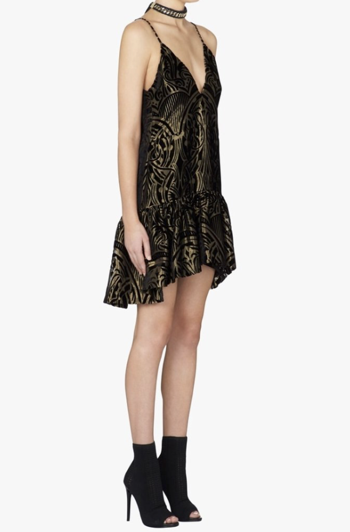 Sass & Bide First Love Textured Mini Dress Black/Gold Size 6 - Image 4