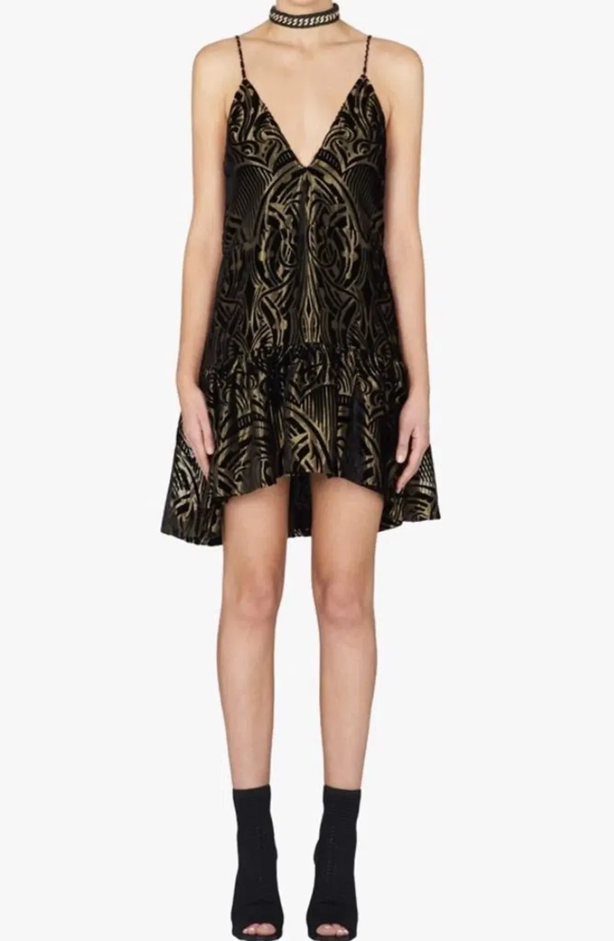 Sass & Bide First Love Textured Mini Dress Black/Gold Size 6 - Image 3