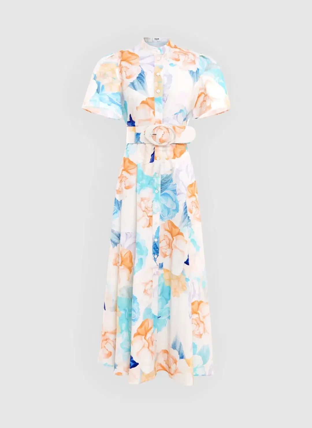 Leo Lin Bianca Midi Dress Rosebud Print In Cream Size AU 14 for rent on The Volte - main image