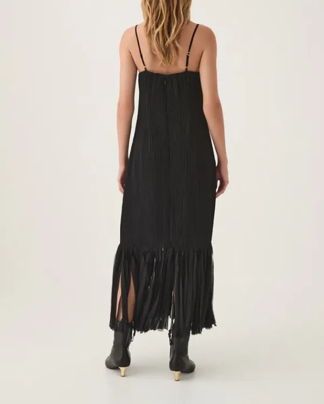 Aje Arris Fringed Maxi Dress Black Size 14 for rent on The Volte - main image