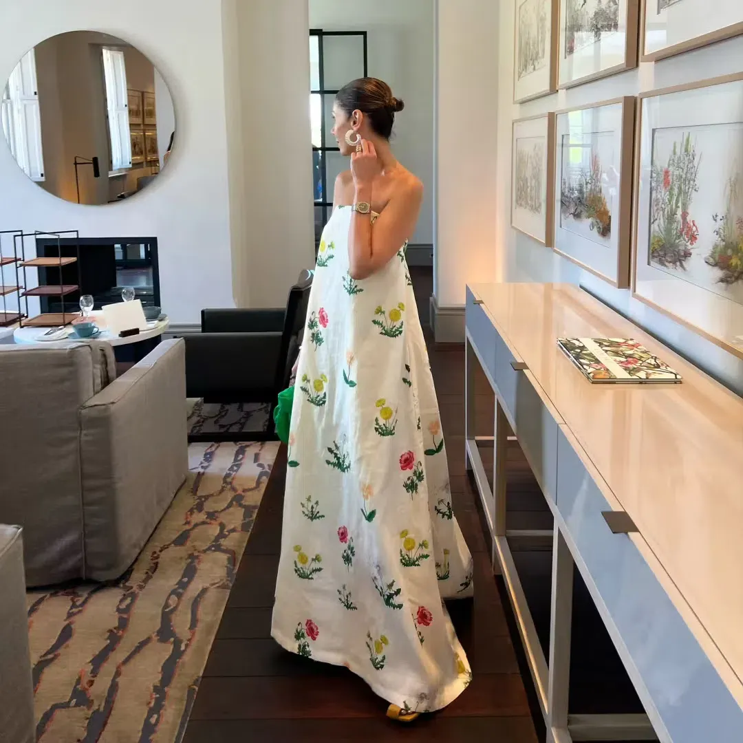 Oroton Poppy Print Gown Cream Floral 10  for rent on The Volte - main image