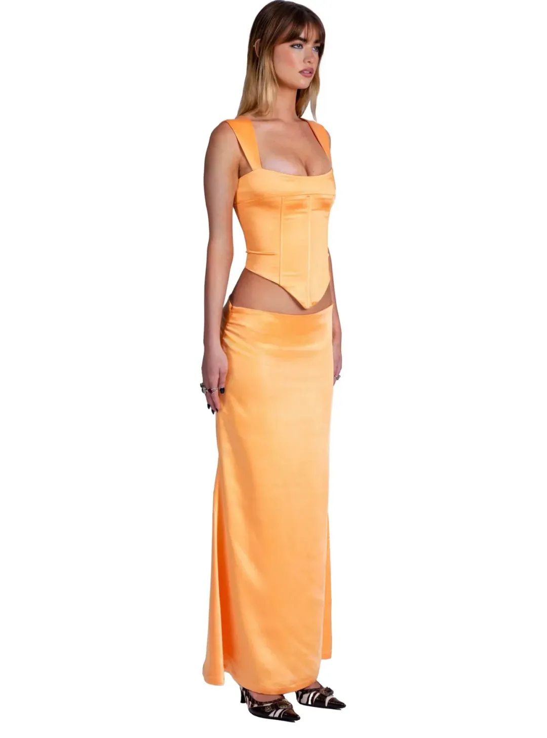 I Am Delilah Valerie Corset and Maxi Skirt Set in Sherbet Size XS / AU 6 for rent on The Volte - main image