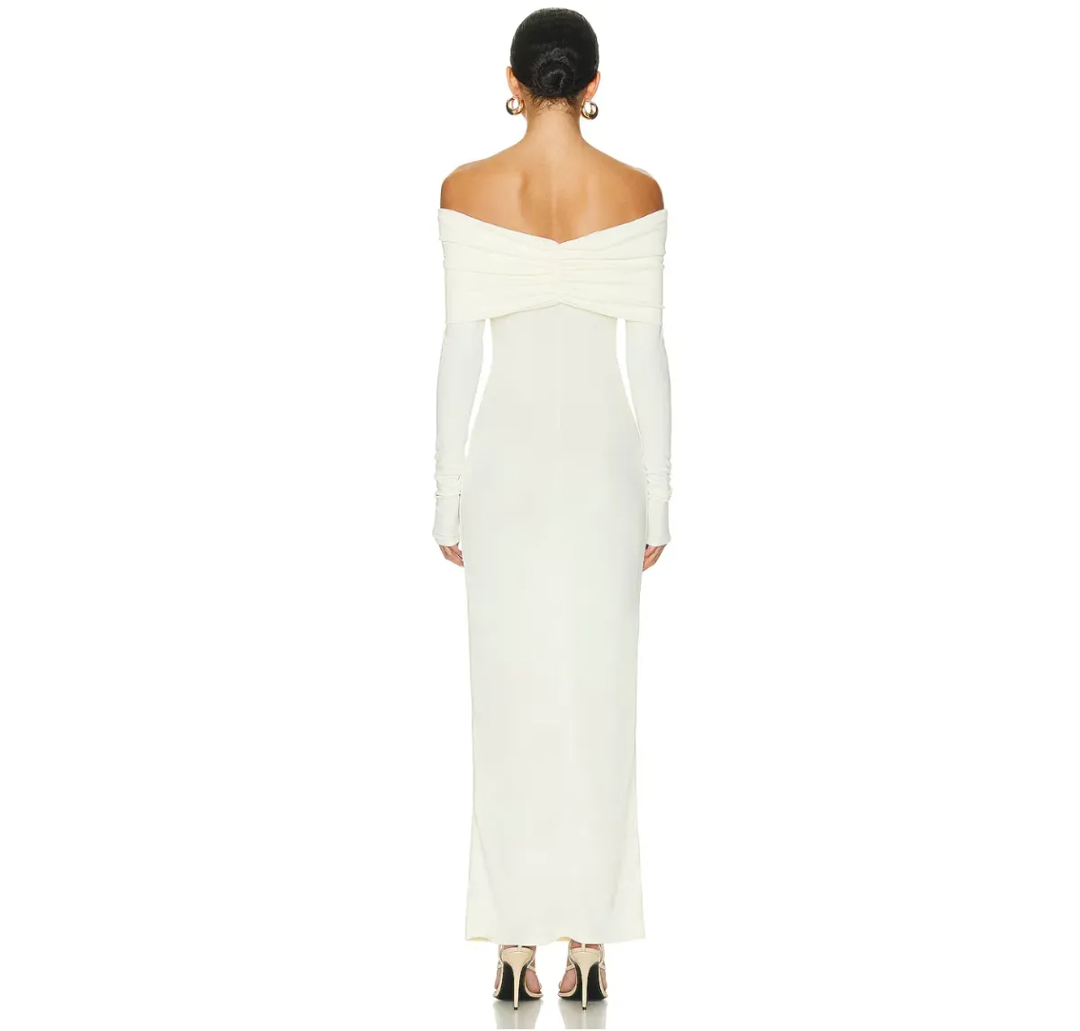 Helsa Matte Jersey Off Shoulder Maxi Dress Ivory Size L / AU 12 - Image 3