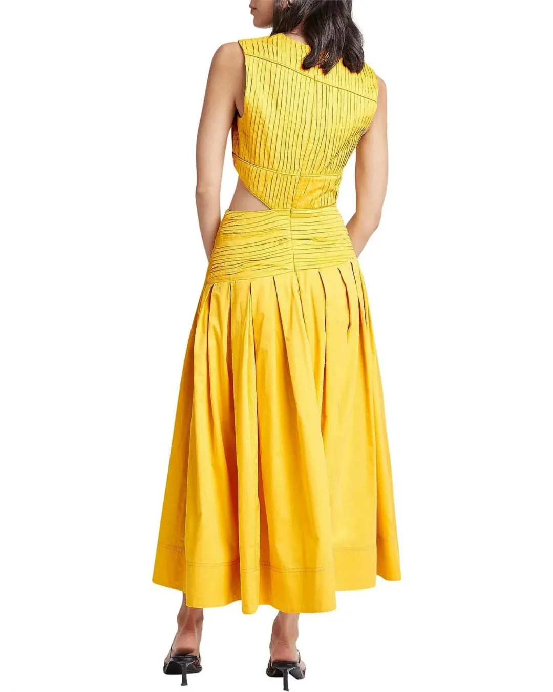 Aje Cascade Cut Out Dress Yellow Size AU 10 for rent on The Volte - main image