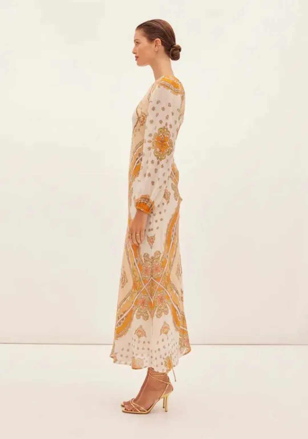 Kate Ford Mantilla Sleeved Gown Zinnia Print Size 3 (AU 12) for rent on The Volte - main image