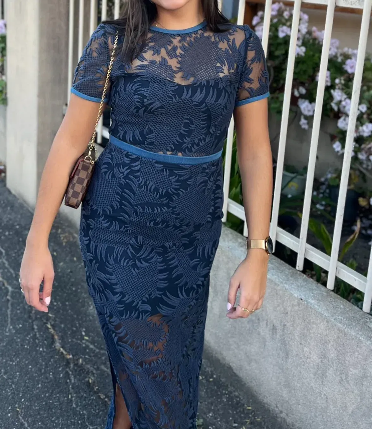 Manning Cartell Between Two Worlds Midi Lace Dress Navy Blue Size 8 - Image 2