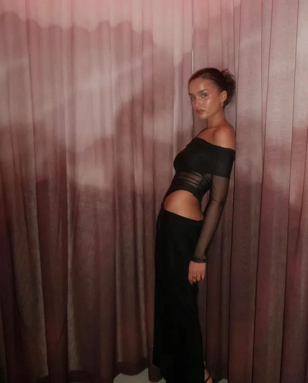 Benni Yasmin Off-Shoulder Maxi Dress Black Size 8 for rent on The Volte - main image