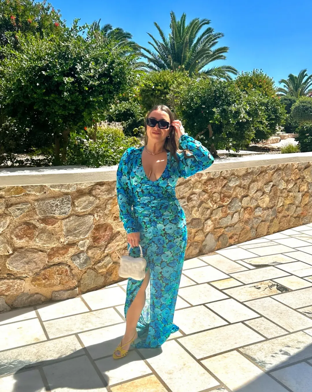 Rotate Birger Christensen Ruched Chiffon Maxi Dress Floral Print Size 12 for rent on The Volte - main image