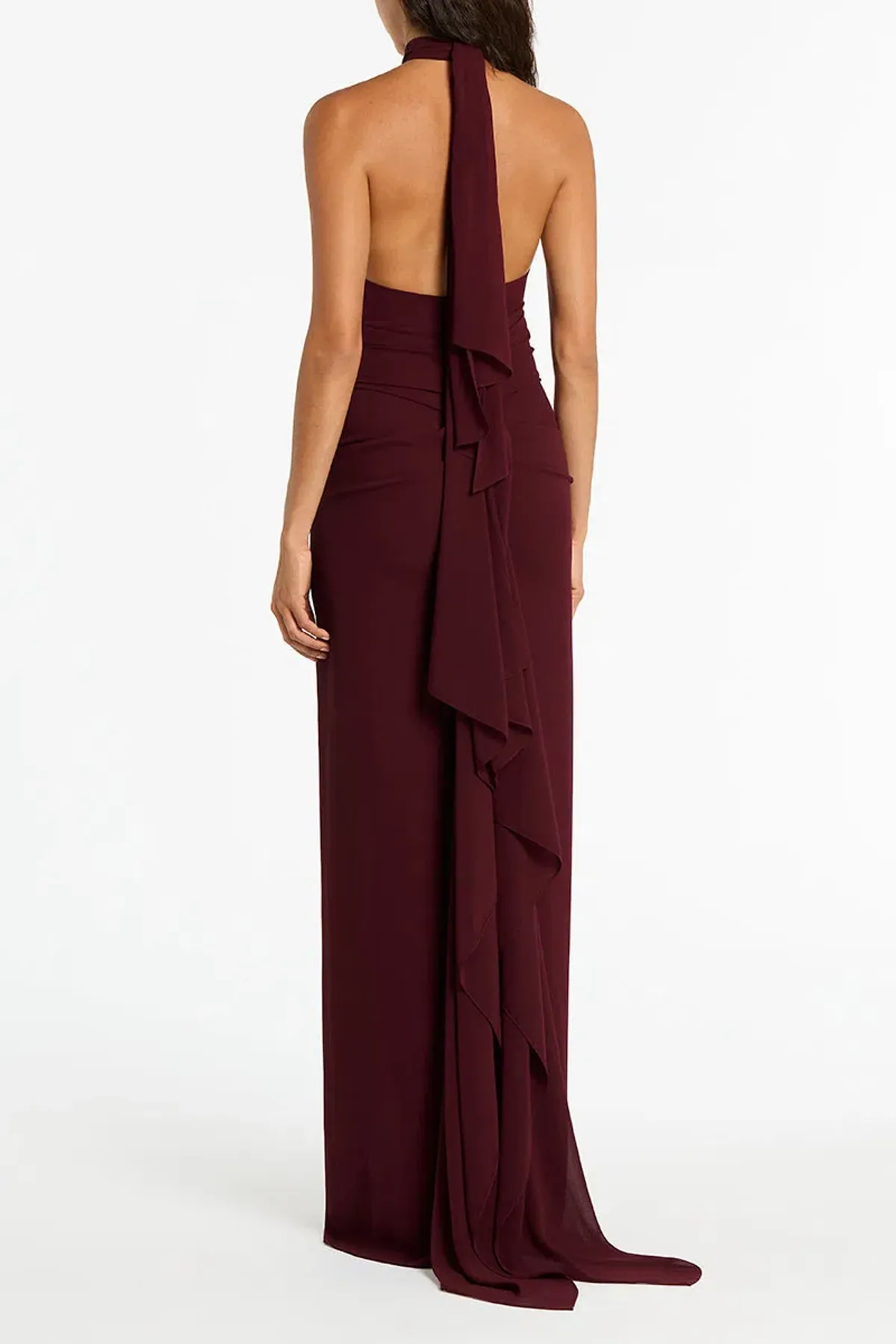 Carla Zampatti Georgette Halter Neck Gown Merlot Size 12 - Image 2