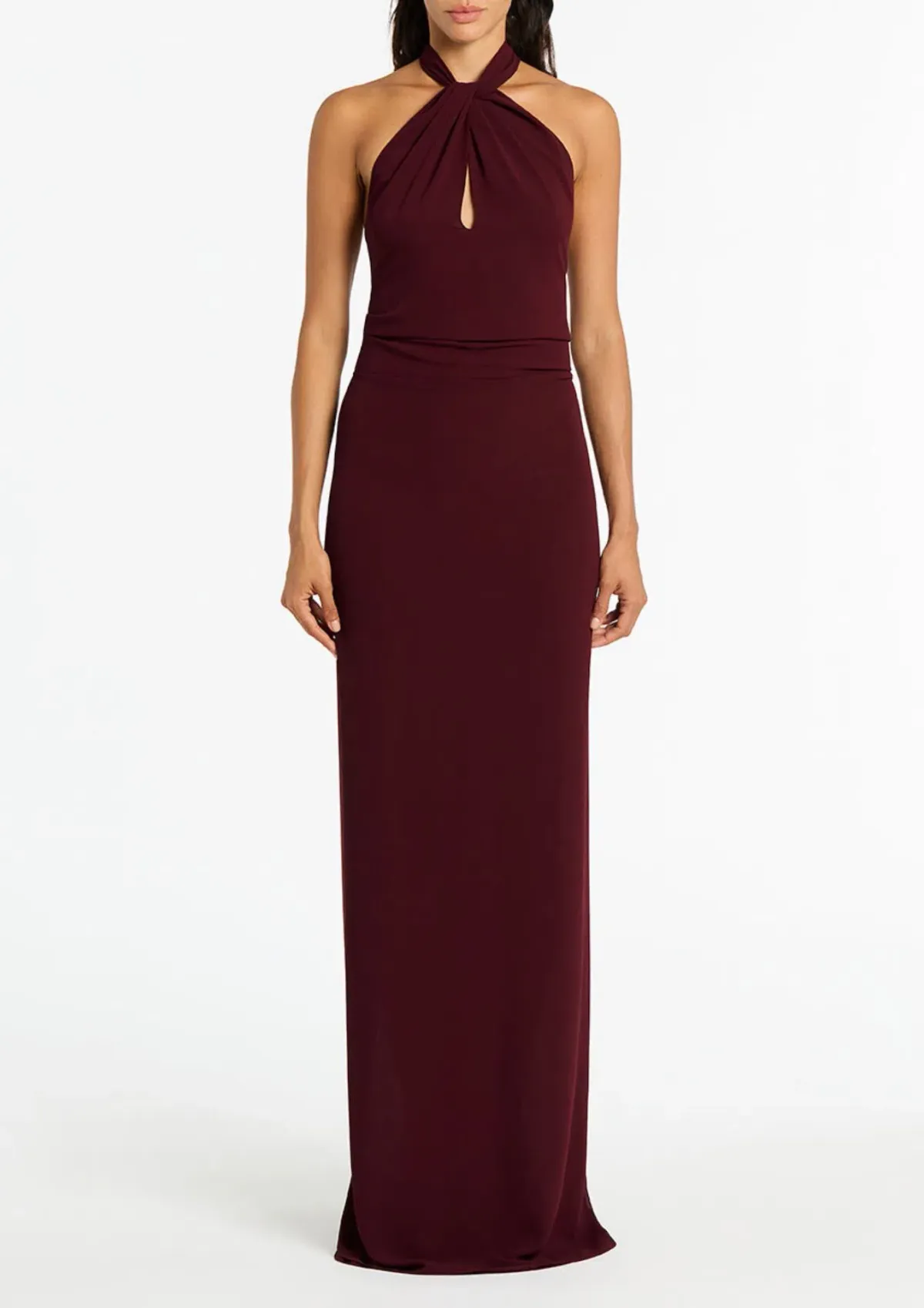 Carla Zampatti Georgette Halter Neck Gown Merlot Size 12 - Image 1