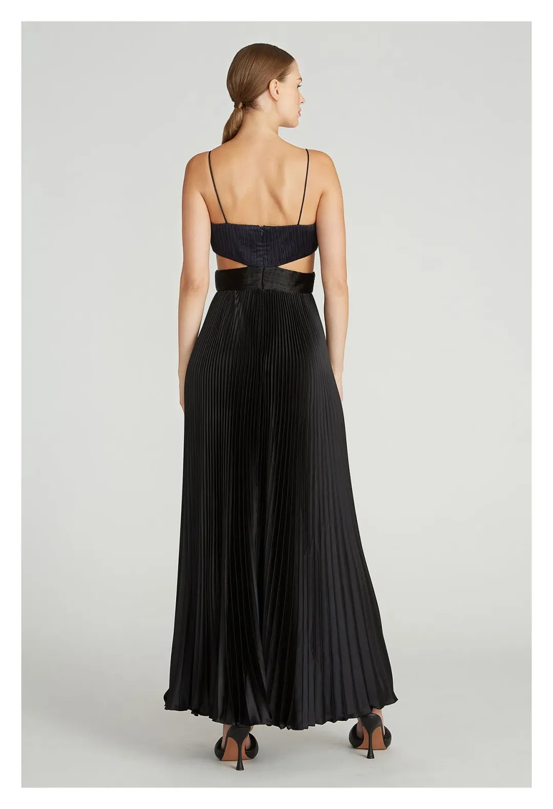 Amur Elodie Pleated Cut-Out Maxi Dress Navy & Black Size 8 for rent on The Volte - main image