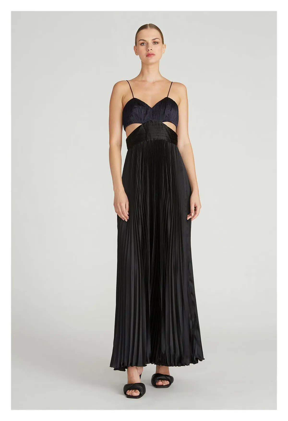 Amur Elodie Pleated Cut-Out Maxi Dress Navy & Black Size 8 - Image 1