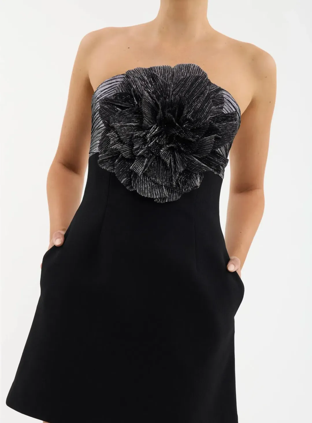 Rebecca Vallance Lumi Mini  Dress Black & Silver   for rent on The Volte - main image