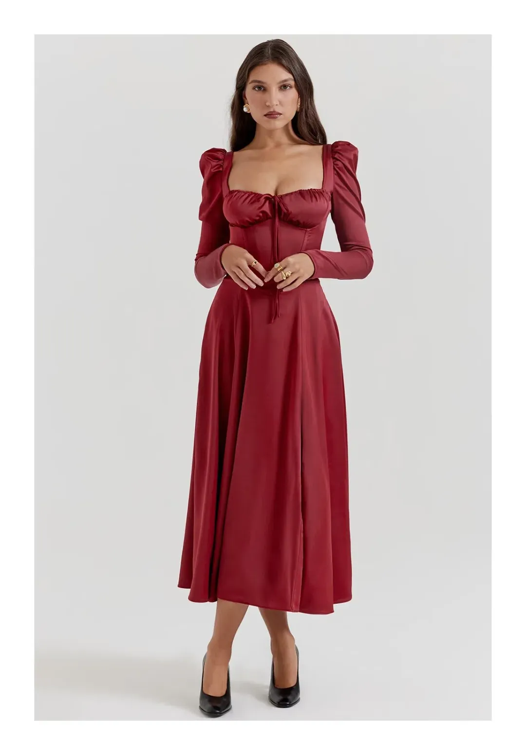 House of CB Sebille Ruby Corset Midi Dress Red Size L/ Au 12 for rent on The Volte - main image