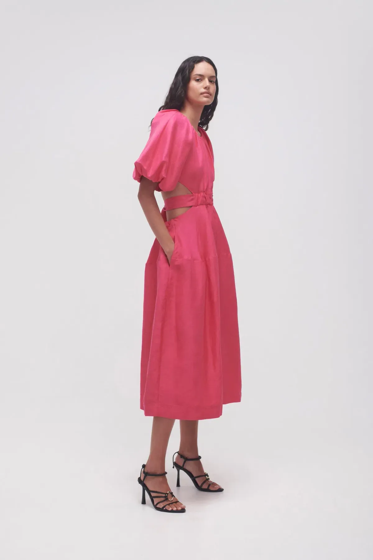 Aje Mimosa Cutout Midi Dress Hot Pink Size 6 - Image 3