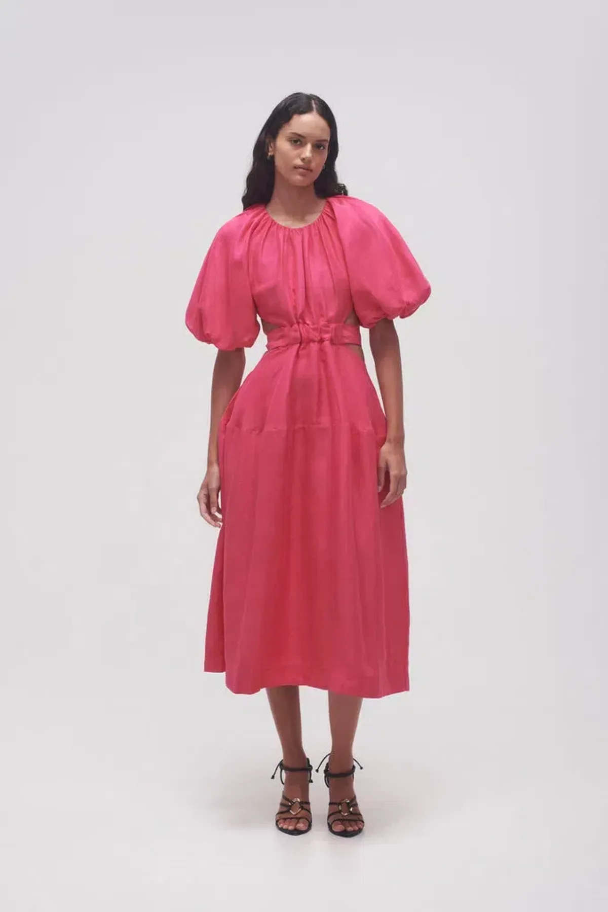 Aje Mimosa Cutout Midi Dress Hot Pink Size 6 - Image 1