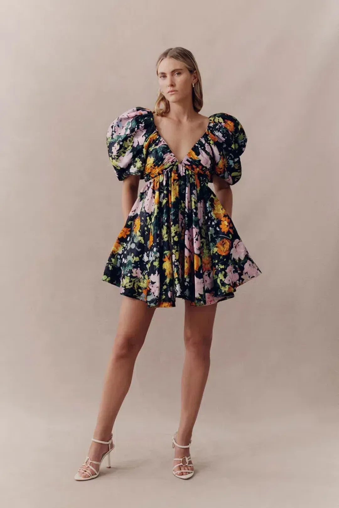 Aje Gabrielle Plunge Mini Dress in Midnight Floral Print Size 8 for rent on The Volte - main image