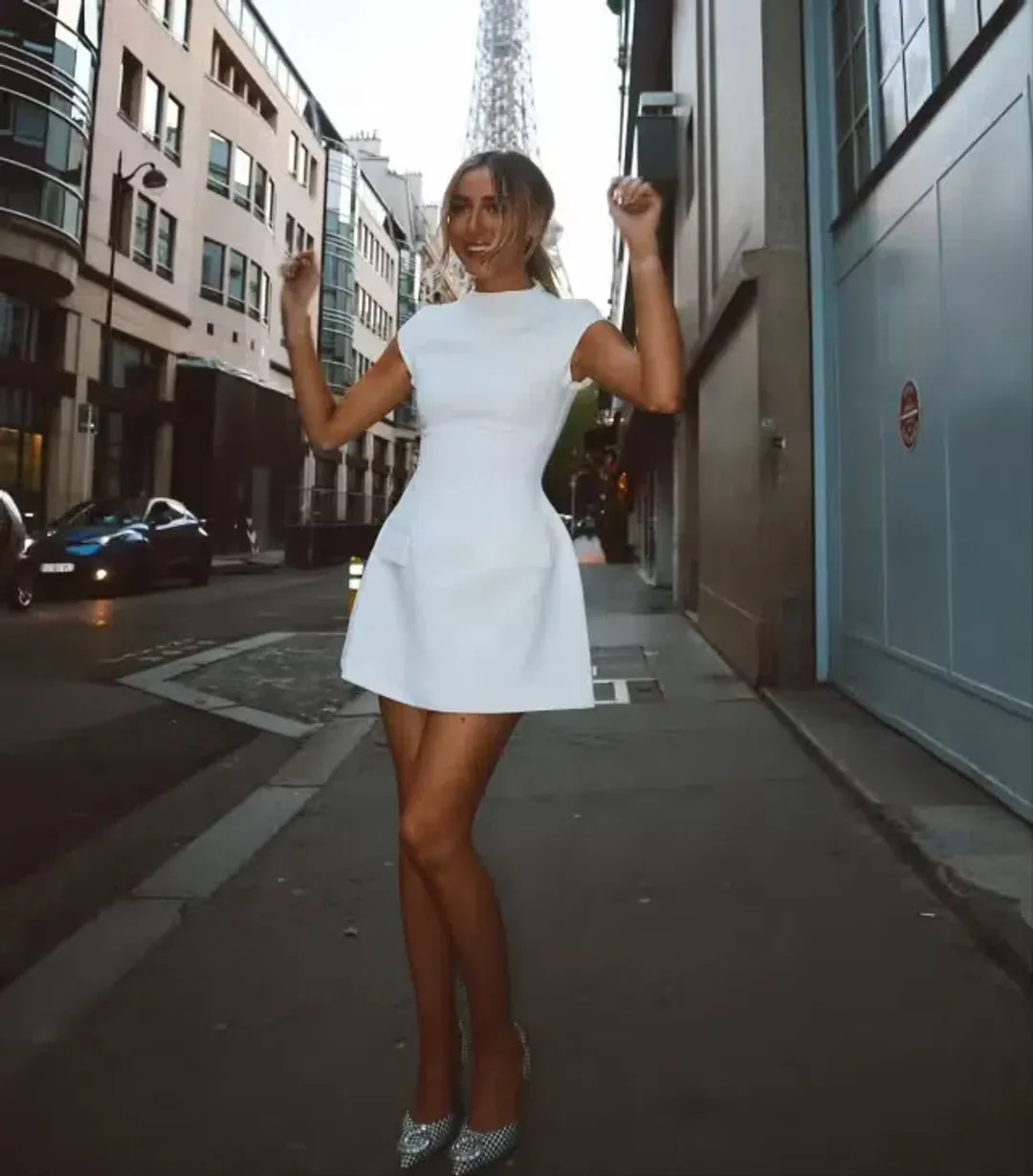 Odd Muse The Ultimate Muse Cap Sleeve Mini Dress White Size 8 for rent on The Volte - main image