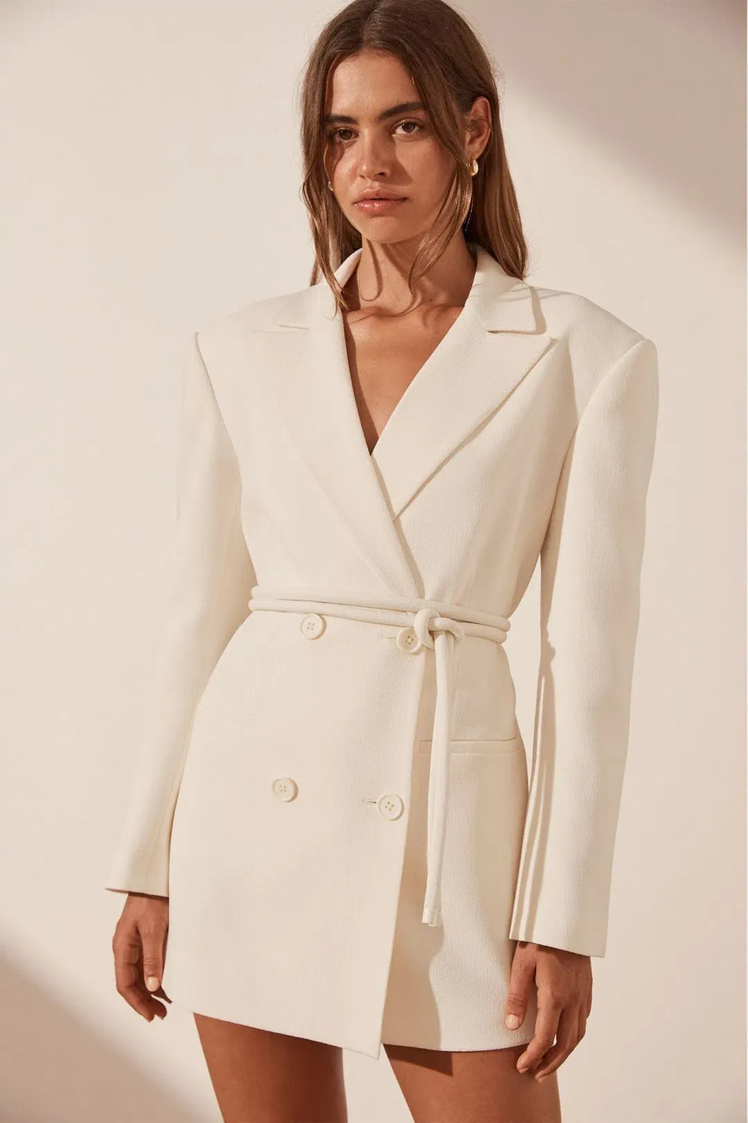 Shona Joy Amura Blazer Dress with Belt Cream Size 8 for rent on The Volte - main image