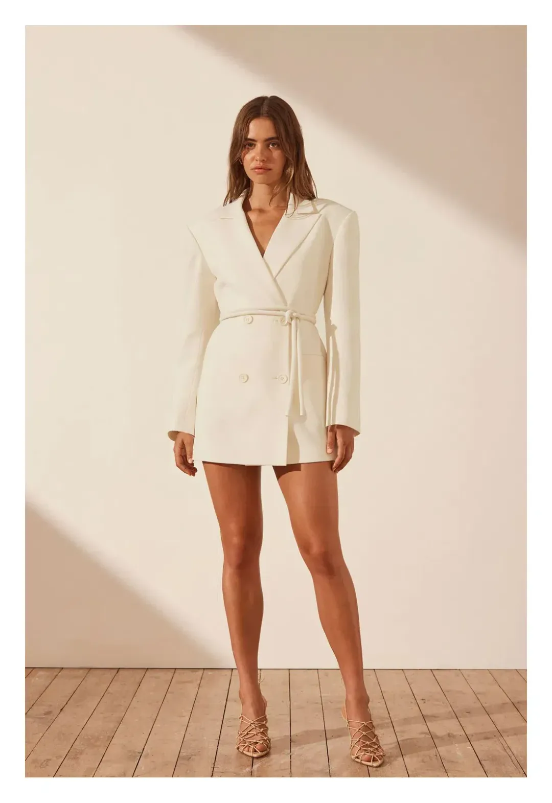 Shona Joy Amura Blazer Dress with Belt Cream Size 8 for rent on The Volte - main image
