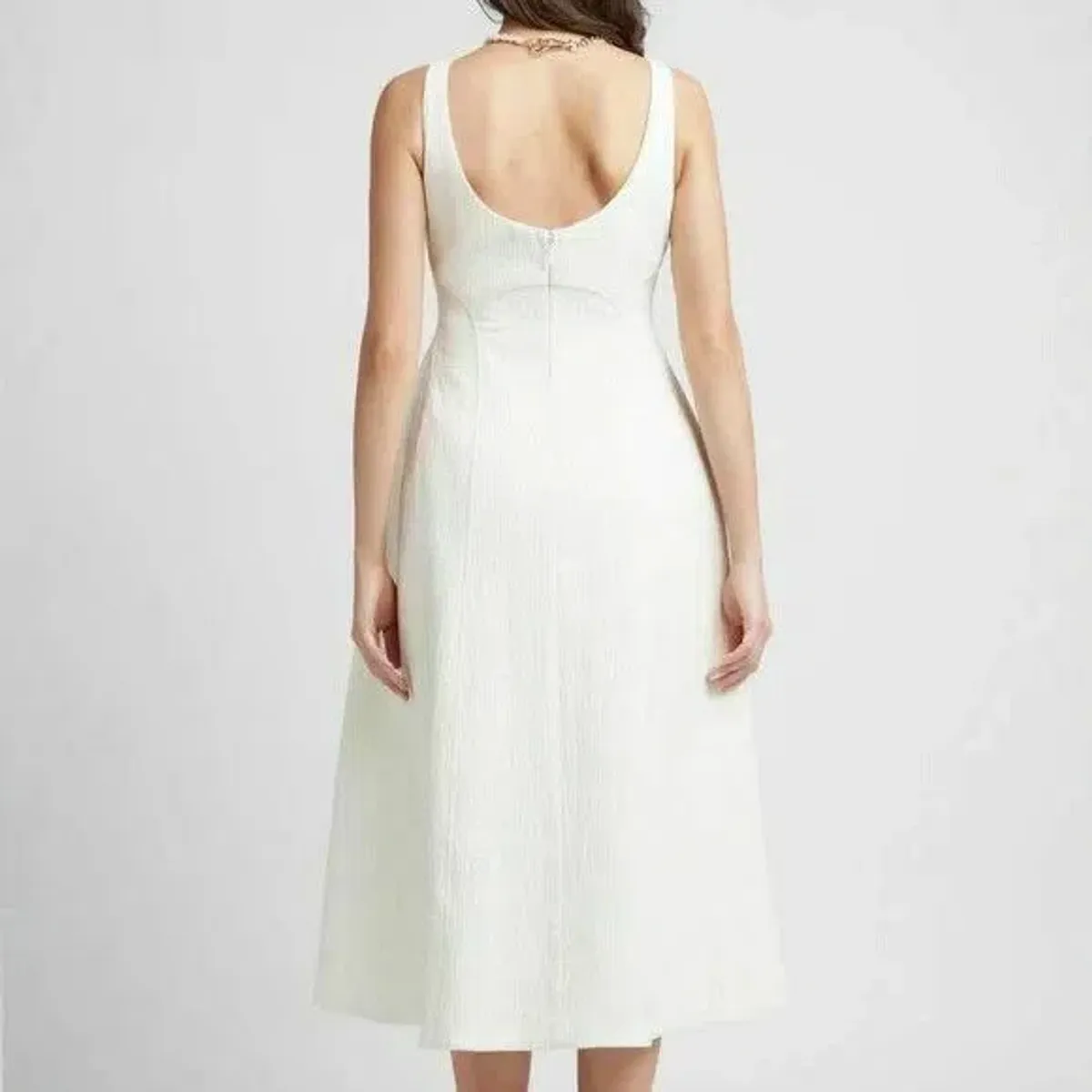 Sheike Blissful Textured Midi Dress Ivory White Size 16 - Image 2
