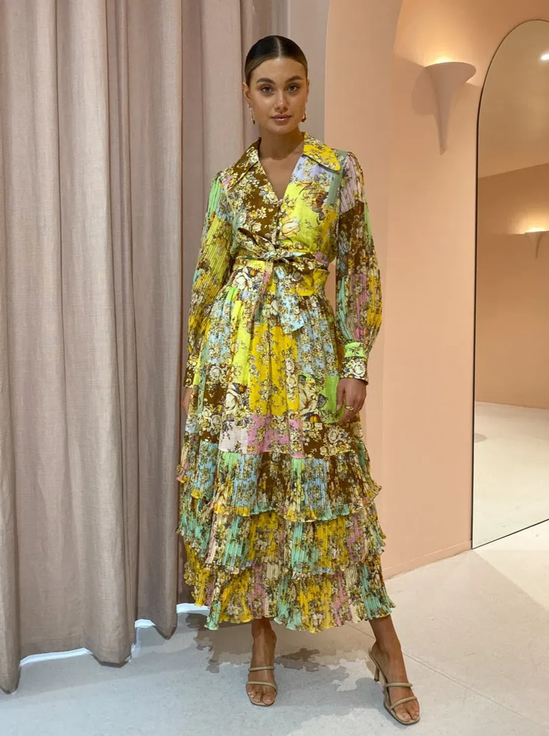 Alemais Matilde Pleat Skirt Multi Size 10 for rent on The Volte - main image