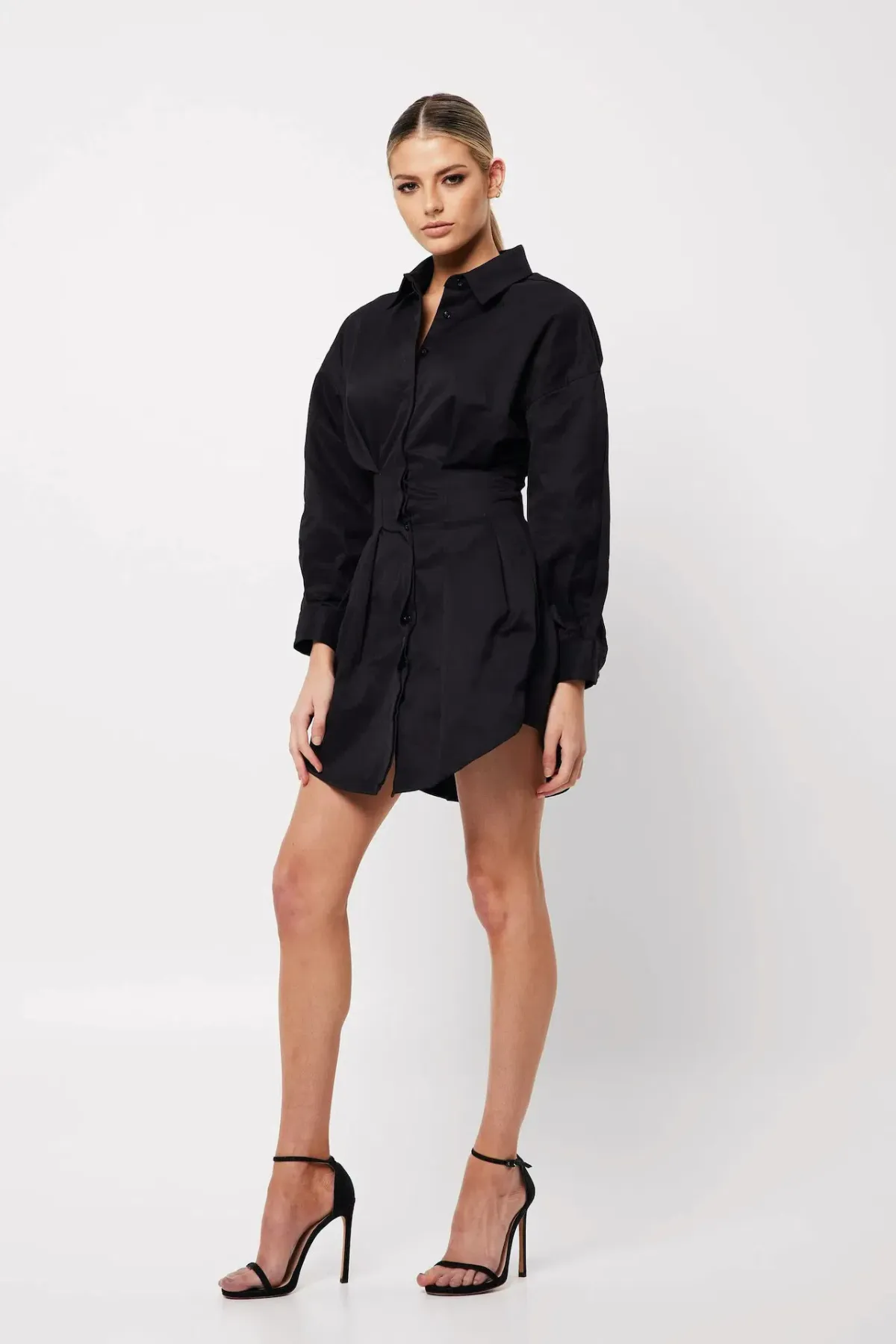 Mossman A New Light Shirt Mini Dress Black Size 10 - Image 1