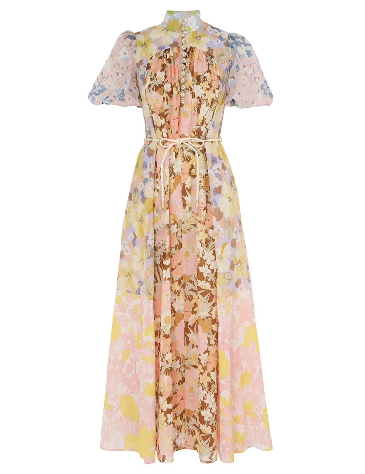 Zimmermann Pop Puff Sleeve Maxi Dress Spliced Size 12 - Image 3