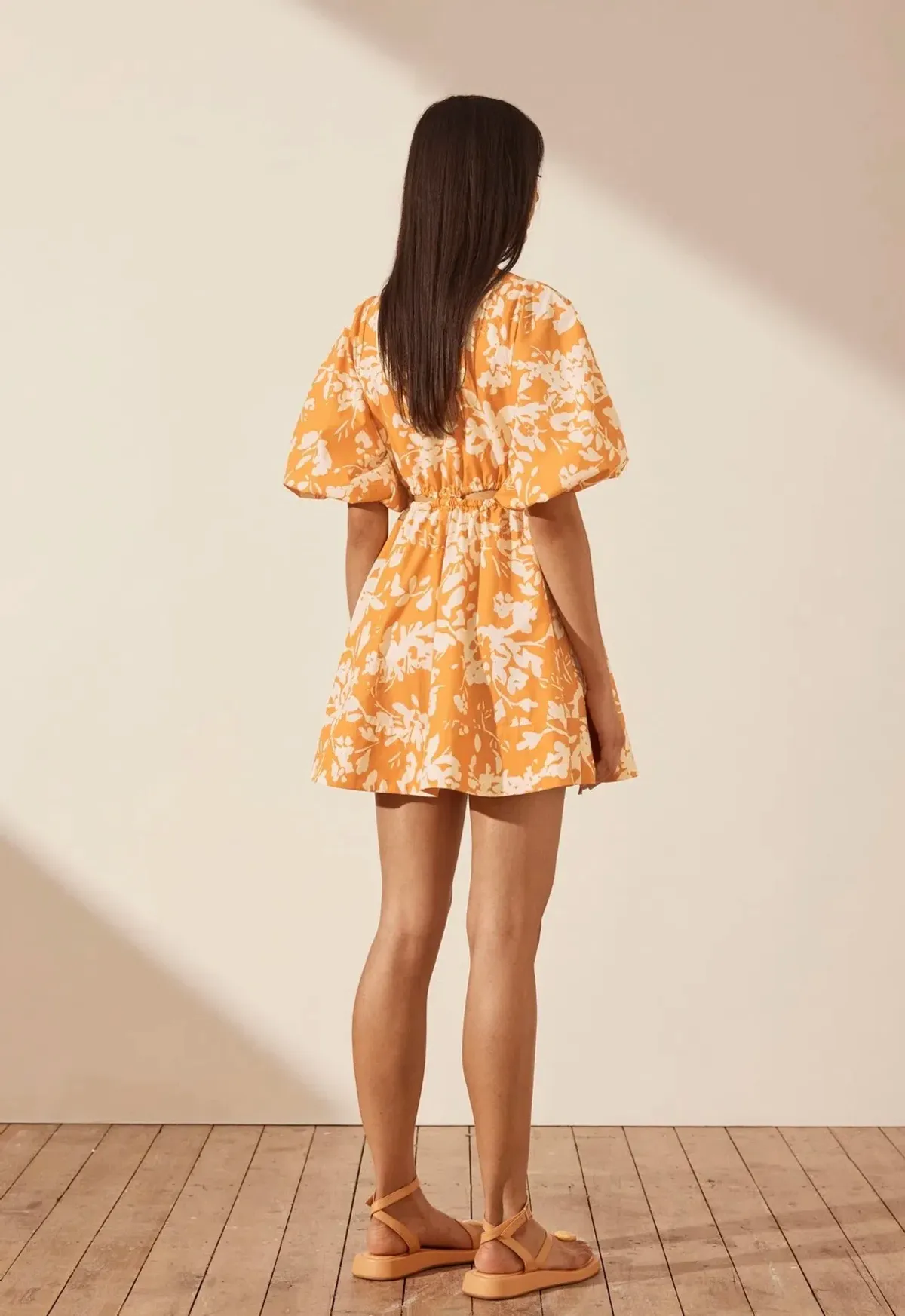 Shona Joy Mirella Mini Dress Orange Floral Size 8 - Image 3