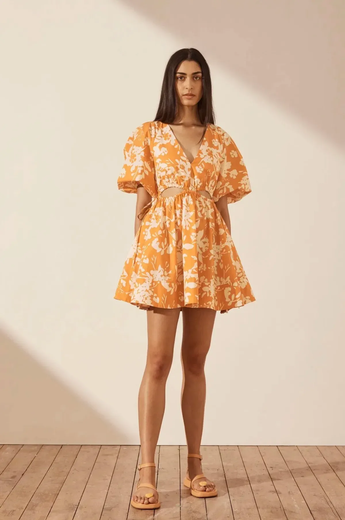 Shona Joy Mirella Mini Dress Orange Floral Size 8 - Image 1