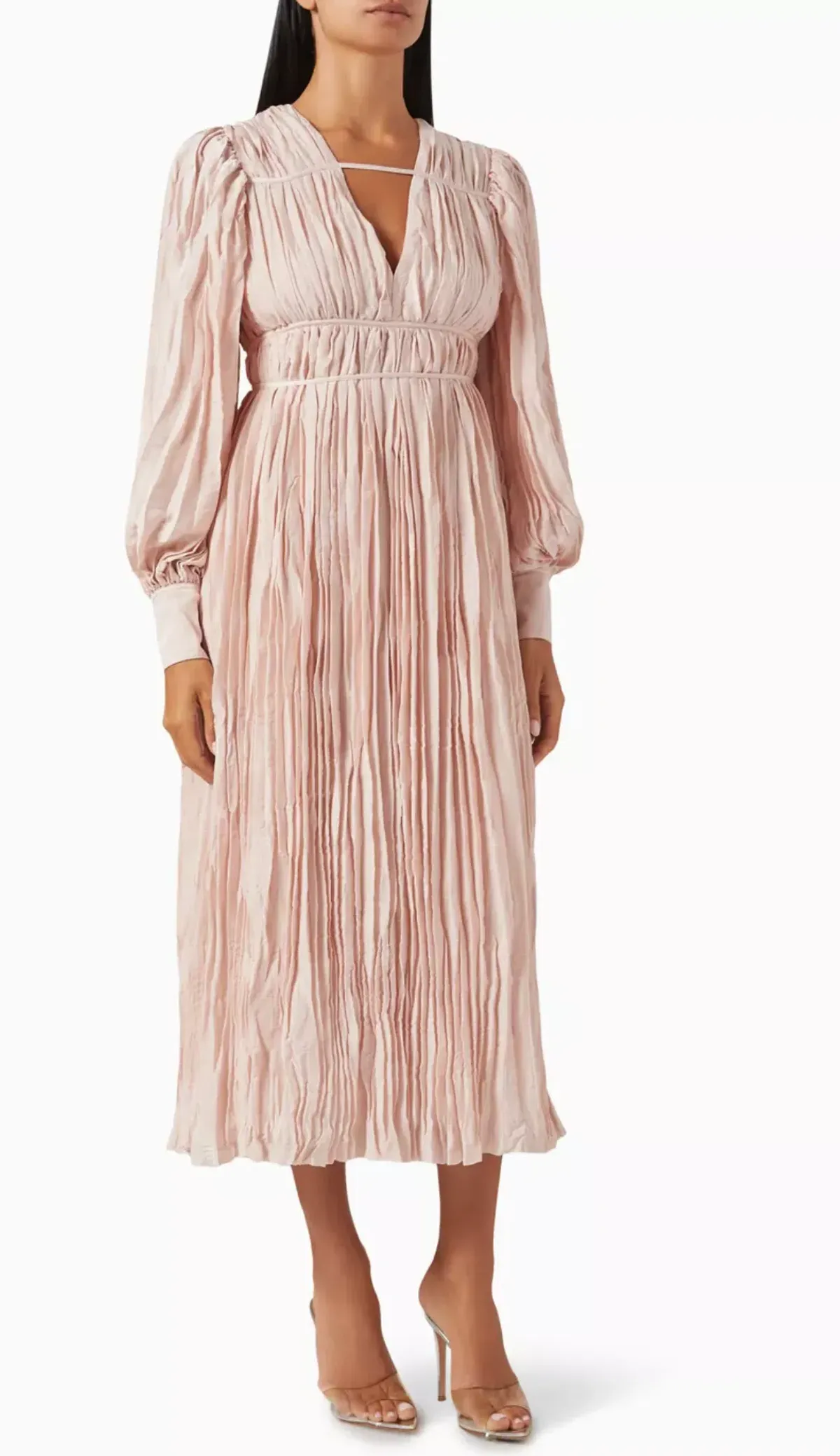 Aje Catalyst Pleated Midi Dress Blush Pink Size AU 14  - Image 5