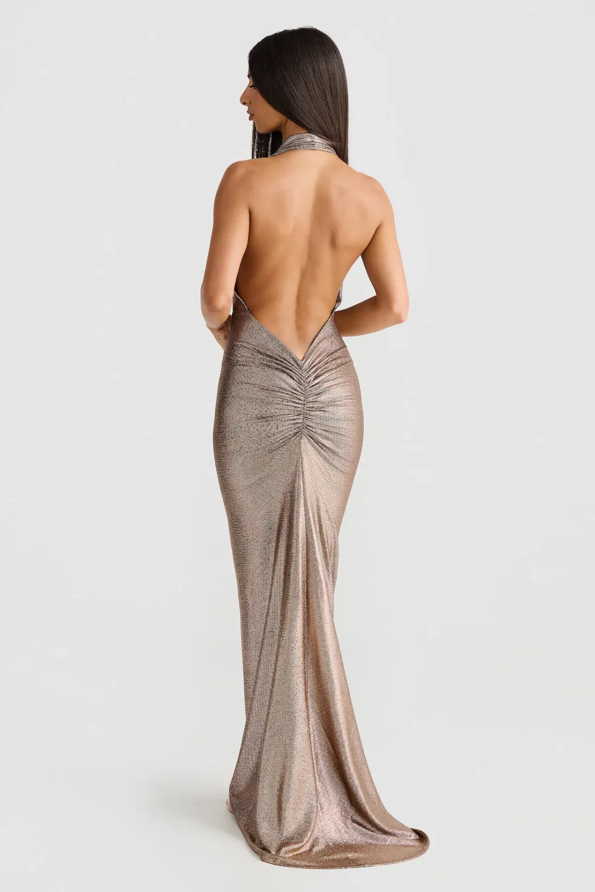 Melani Maria Cowl Gown in Bronze Gold Foil Size XS / AU 6 - Image 2
