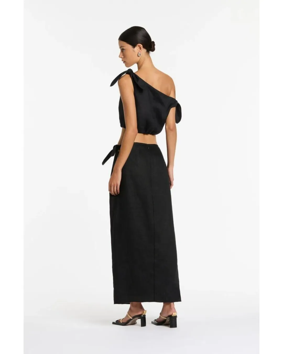 Sir The Label Bettina Tie Crop Size AU 12 and Midi Skirt Size AU 10 Set Black for rent on The Volte - main image