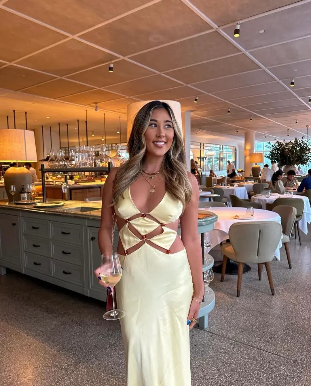 Bec & Bridge Agathe Diamond Dress Butter Yellow Size AU 8 for rent on The Volte - main image