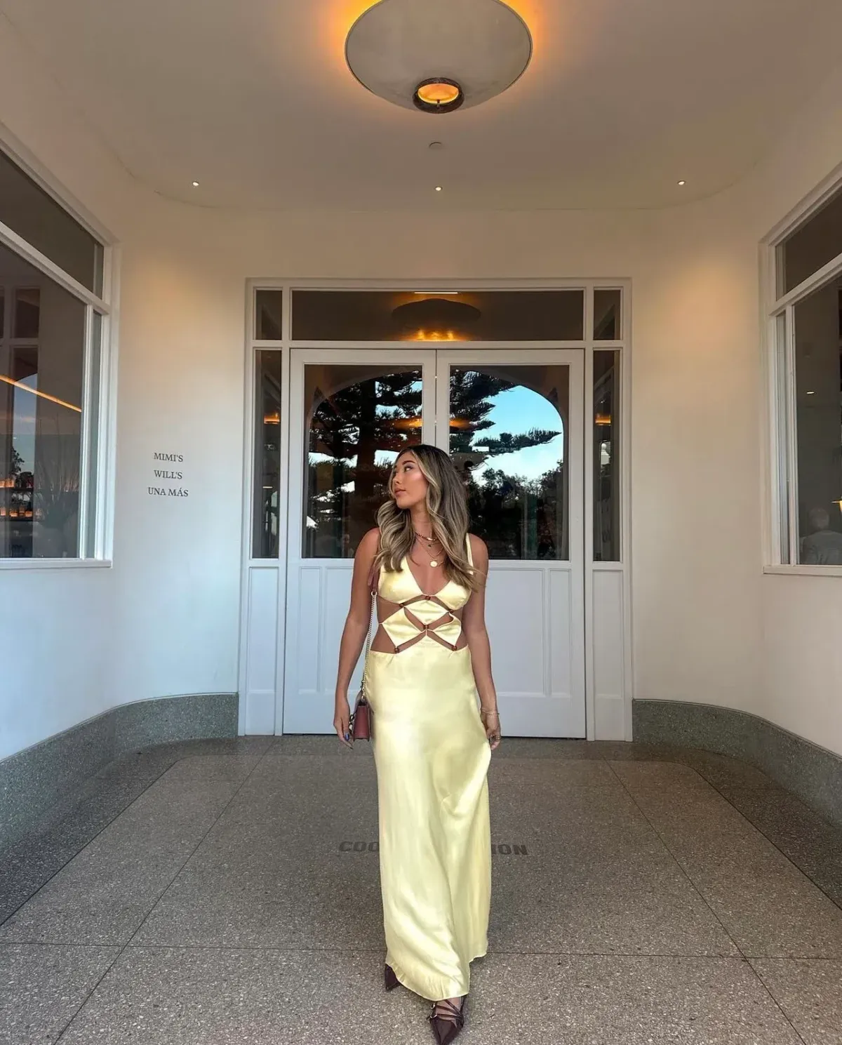 Bec & Bridge Agathe Diamond Dress Butter Yellow Size AU 8 - Image 3